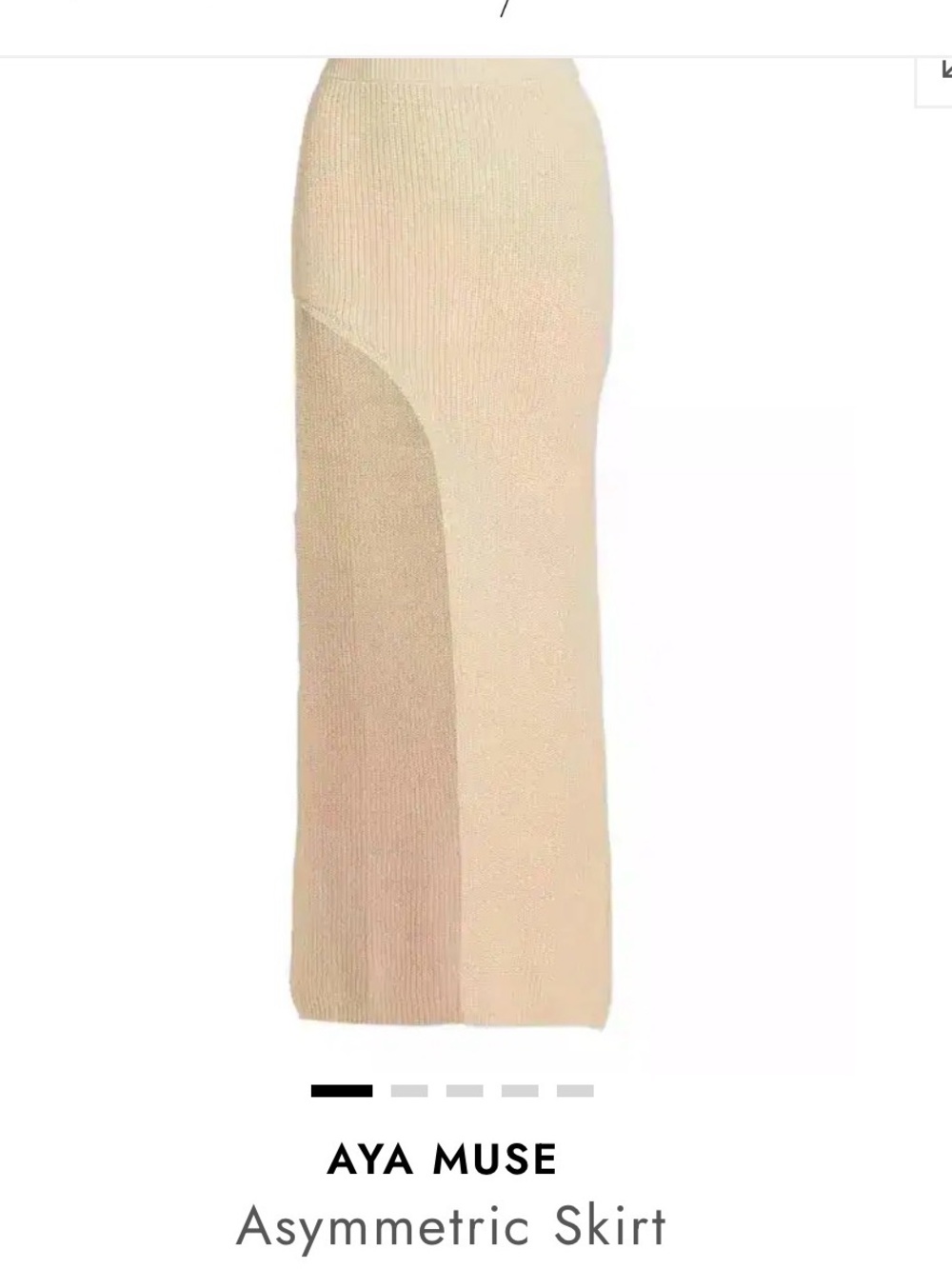 AYA MUSE Cream & Tan Asymmetric Ribbed Knit Skirt